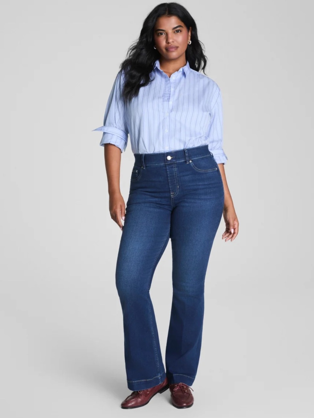 Spanx Pull-On Flare Jeans Sz 2X x 32 Blue Denim 21164R Western Casual Capsule